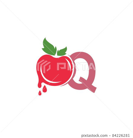 Letter Q with tomato icon logo design template illustration 84226281