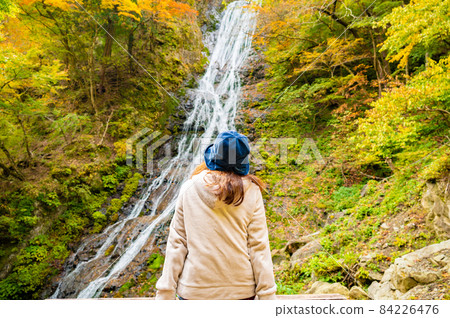Marugami Waterfall on a middle-aged woman traveling alone 84226476