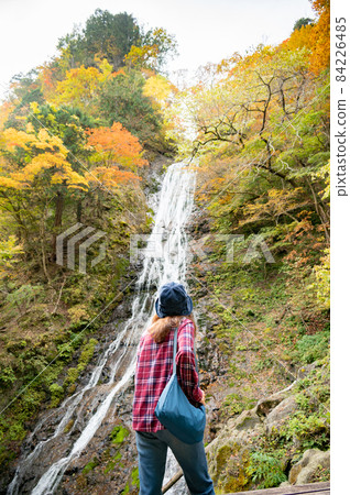獨自旅行的中年婦女的丸神瀑布 84226485