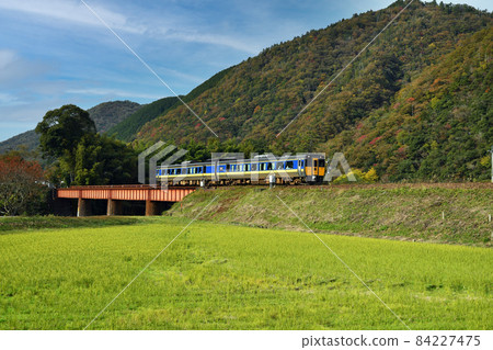 Limited Express Super Oki crossing the Nagatokyo Iron Bridge 84227475