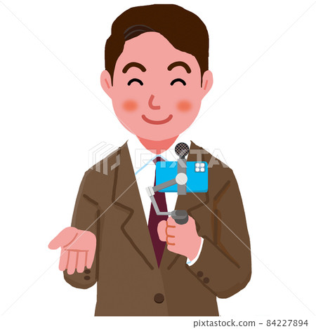 A reporter who attaches a smartphone to a gimbal and covers the video alone A reporter who attaches a smartphone to a gimbal and covers the video alone 84227894