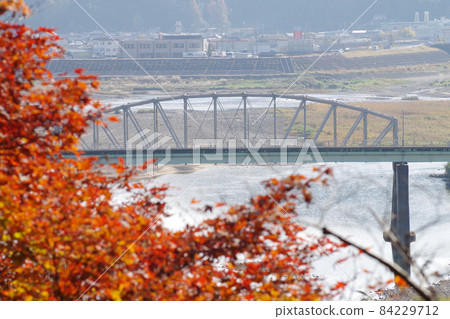 View of Gonokawa from Ozekiyama Park in autumn colors 84229712