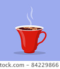 Flat hot red coffee cup mockup steam icon vector 84229866