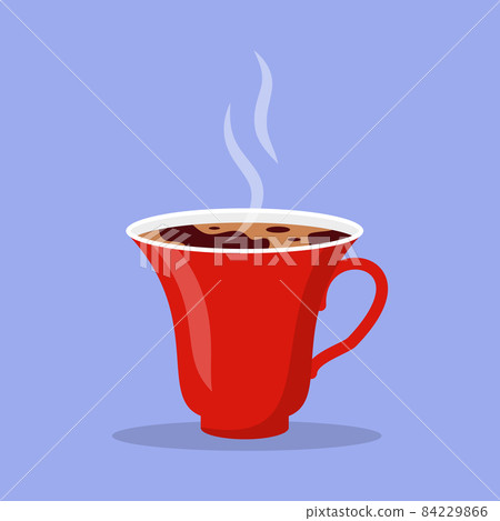 Flat hot red coffee cup mockup steam icon vector Flat hot red coffee cup mockup steam icon vector 84229866