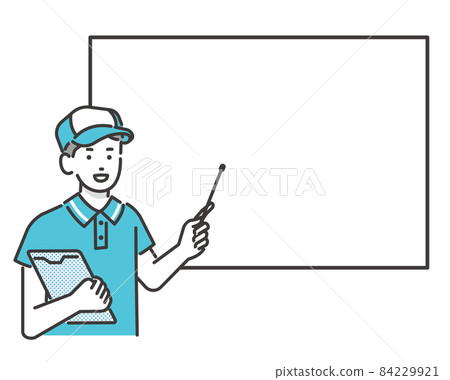 Moving company's vector illustration material / moving / company / quotation pointing to the whiteboard with a pointer 84229921