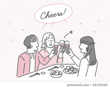 Image illustration material where women gather and have a drinking party Image illustration material where women gather and have a drinking party 84230308