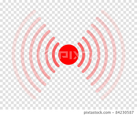 Red pain point icon. Hurt symbol. Ache localization sign. Radar or sonar wave isolated on transparent background. Vector illustration 84230587
