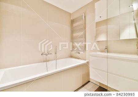 Attractive bathroom design in a residential building 84230993