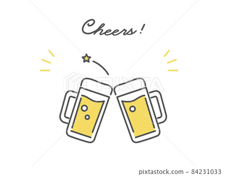 圖像插圖材料吐司與啤酒杯 圖像插圖材料吐司與啤酒杯 84231033