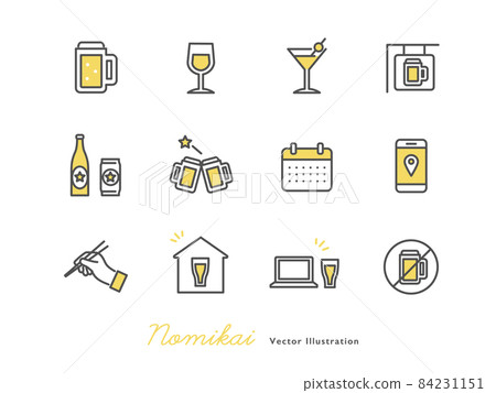 Image icon set material for drinking parties and alcoholic beverages 84231151