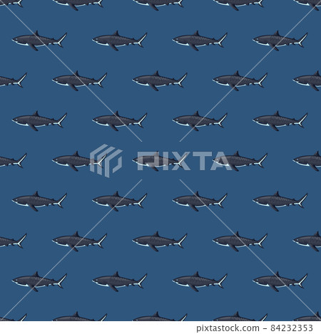 Seamless pattern Tiger shark blue background. Gray textured of marine fish for any purpose. Seamless pattern Tiger shark blue background. Gray textured of marine fish for any purpose. 84232353