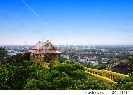 Beautiful yellow staircase, Endless staircase to Public place Wat Khao Chong Krachok Temple ( Wat Thammikaram Worawihan) 84233115