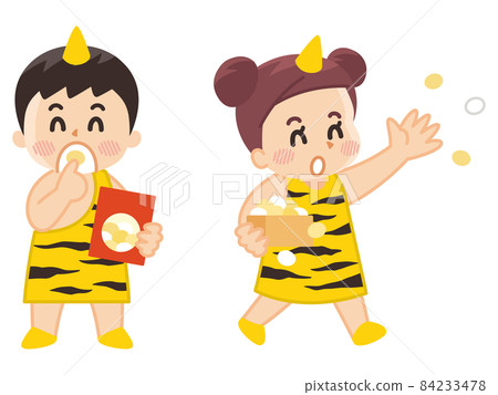 Setsubun,一個穿著惡魔服裝播種豆子的孩子 Setsubun,一個穿著惡魔服裝播種豆子的孩子 84233478