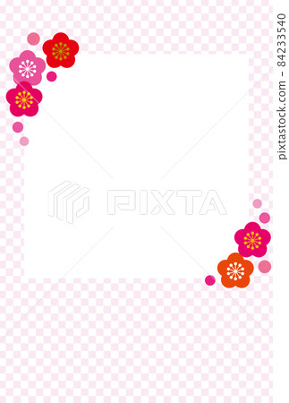 New Year's card plum blossom checkered photo frame New Year's card plum blossom checkered photo frame 84233540