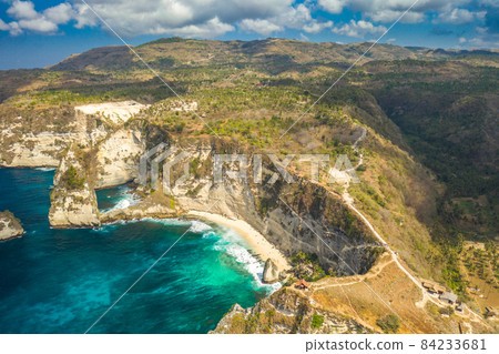 Sea coast view with sea on Atuh beach, Nusa Penida island. 84233681