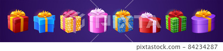 Gift boxes 3d presents in colorful wrapping paper Gift boxes 3d presents in colorful wrapping paper 84234287
