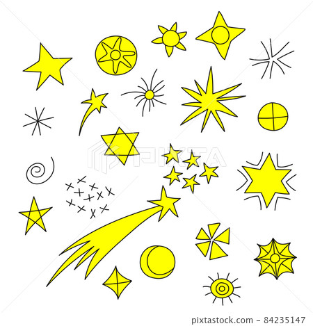 Set of different hand drawn stars. Doodle style. Set of different hand drawn stars. Doodle style. 84235147