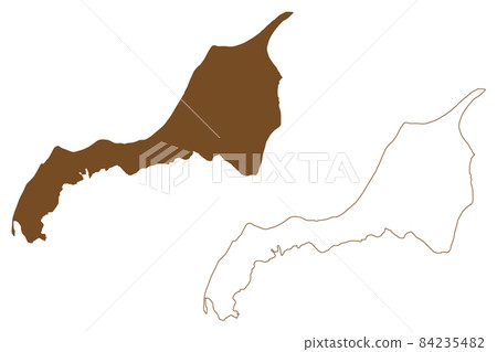 North Jutlandic island (Kingdom of Denmark) map vector illustration, scribble sketch Vendsyssel-Thy or Jutland north of the Limfjord map 84235482