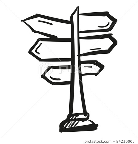 Hand drawn Signpost icon in doodle style isolated - Stock Illustration ...