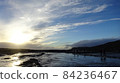 Lake that reflects the setting sun 84236467