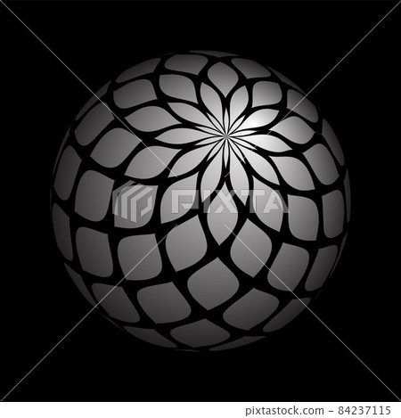 3D spherical shape with abstract geometric pattern. 84237115
