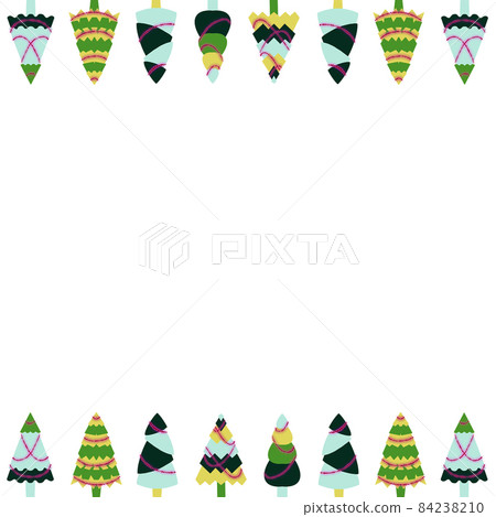 Christmas tree frame on a white background. Horizontal composition. Winter card, banner, decoration, invitation 84238210