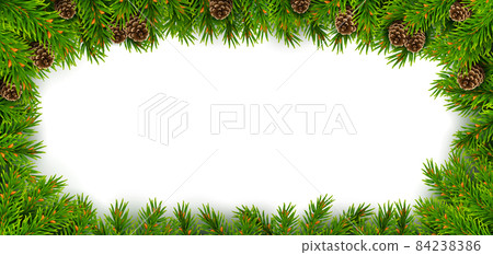 Christmas fir frame with pine cones vector 84238386