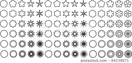 Star-shaped, mokumokuya, and flower icon variation set 84239071