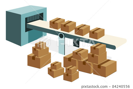 Vector illustration of conveyor belt and stacked cardboard Vector illustration of conveyor belt and stacked cardboard 84240556