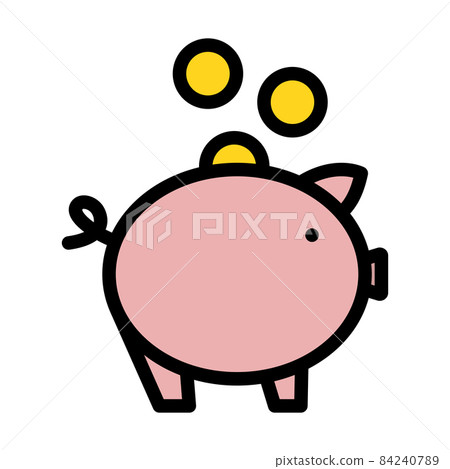 Golden Coins Fall In Piggy Bank Icon 84240789