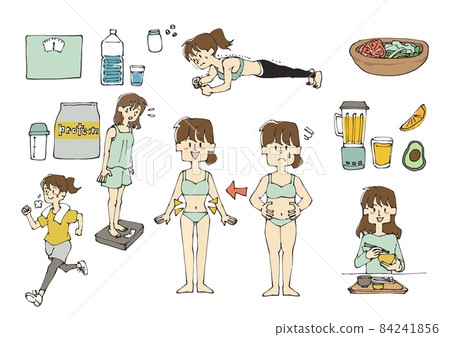Female illustration set on diet Female illustration set on diet 84241856