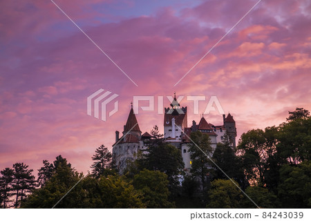 Bran Castle at sunset. The famous Dracula's castle in Transylvania, Romania Bran Castle at sunset. The famous Dracula's castle in Transylvania, Romania 84243039
