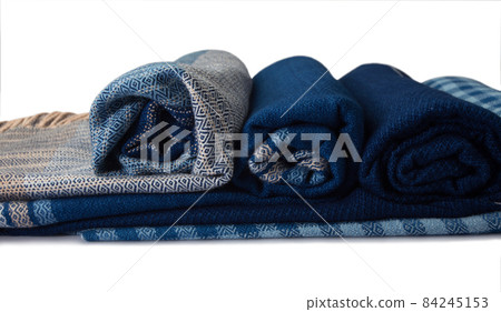 Roll of hand woven shawls, Thai cotton indigo dyed Roll of hand woven shawls, Thai cotton indigo dyed 84245153