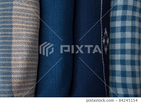 Roll of hand woven shawls, Thai cotton indigo dyed Roll of hand woven shawls, Thai cotton indigo dyed 84245154