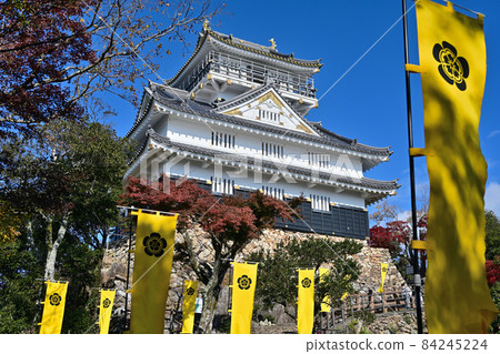 在藍天城堡塔和牆壁的岐阜城 在藍天城堡塔和牆壁的岐阜城 84245224