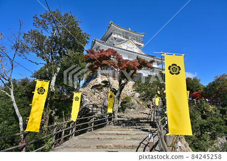 在藍天城堡塔和牆壁的岐阜城 在藍天城堡塔和牆壁的岐阜城 84245258