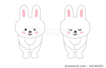 Illustration of a rabbit bowing whole body Illustration of a rabbit bowing whole body 84246892