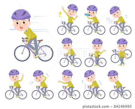 一組在公路自行車上穿著運動服的中年瘦發男子 一組在公路自行車上穿著運動服的中年瘦發男子 84246995