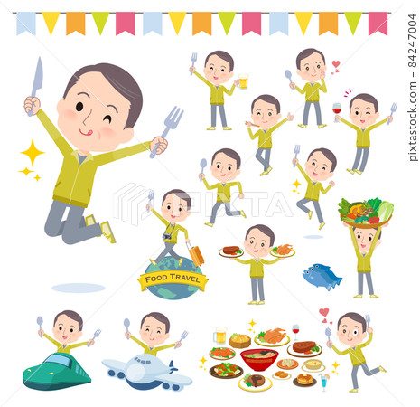 一組穿運動服參加美食活動的中年瘦發男子 84247004