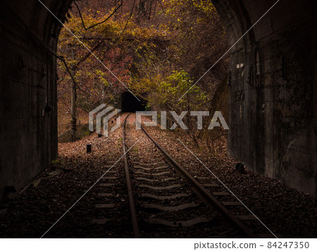 Abandoned railway track in late autumn Shin-Etsu Main Line Usui Pass November Abandoned railway track in late autumn Shin-Etsu Main Line Usui Pass November 84247350