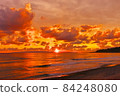奧尻島的日落夜景從大成久瀨田町的海灘 84248080