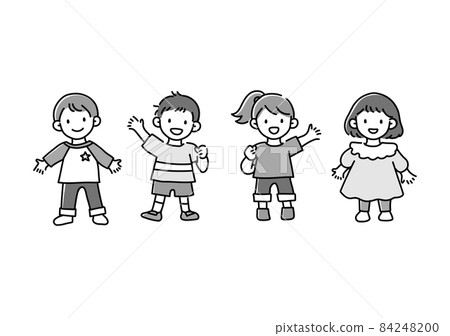 Illustration of standing children monochrome Illustration of standing children monochrome 84248200
