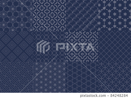 日本傳統刺繡sashiko深藍色02 84248284