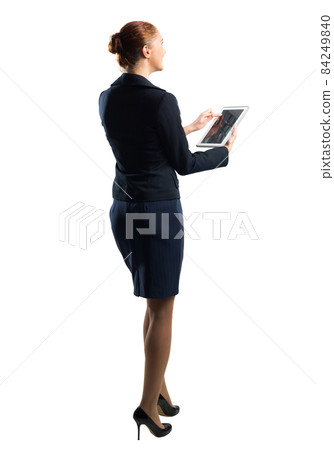 Portrait of young woman with tablet computer. Portrait of young woman with tablet computer. 84249840