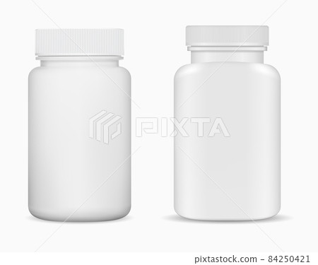 Supplement bottle isolated jar blank. Pill container 84250421