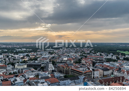 Tower view over the city of Leipzig, Germany during sunset, Leipzig, Germany, July 2017 Tower view over the city of Leipzig, Germany during sunset, Leipzig, Germany, July 2017 84250894
