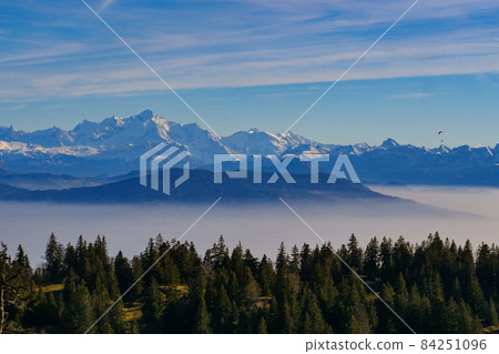 On the Sentes de la Dole from La Rippe, Jura mountains, Switzerland, in autumn  84251096
