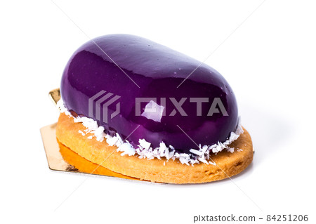 Purple dessert with cocos, and blueberry jam 84251206