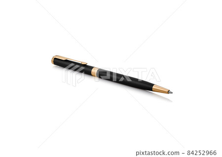 Black and gold pen isolated on a white background. Luxury Black metal Retro pen for corporate identity and branding of stationery. High quality photo. Design template mockup. Black and gold pen isolated on a white background. Luxury Black metal Retro pen for corporate identity and branding of stationery. High quality photo. Design template mockup. 84252966