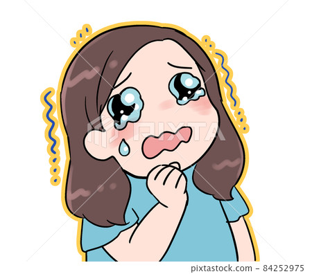 含淚眼的女性插圖變形觸摸 84252975